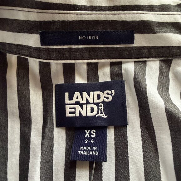 Lands' End black and white striped long sleeve button down boyfriend tunic XS - Picture 7 of 10